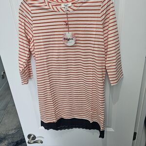 Hayden Los Angeles Orange & Cream Striped Womens Dress